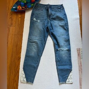 Women's Blue Distressed Jeans